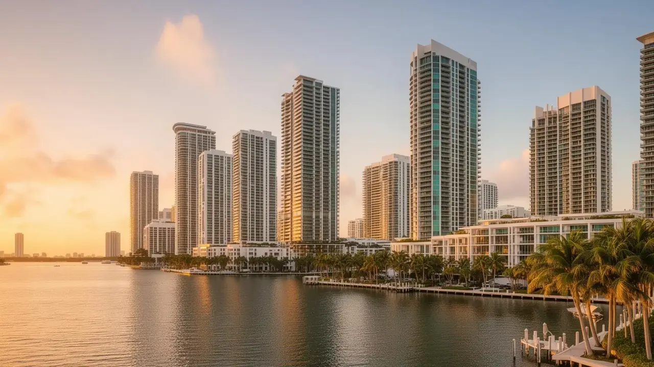 Skyline de Brickell, Miami al atardecer